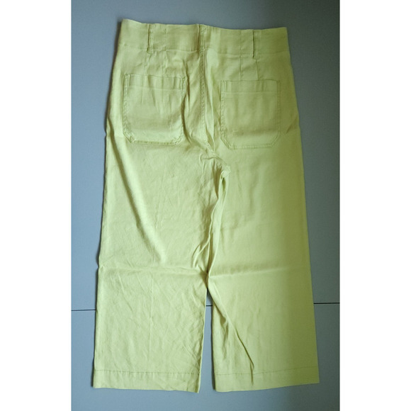 NWOT Anthropologie The Colette Cropped Wide-Leg Linen Pants Sz 31P Lime #7C412 - Picture 7 of 12